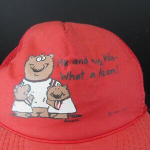 Me and My Kids..What a Team! Boners Red Wide Brim Mesh Back Adj Snapback Cap Hat